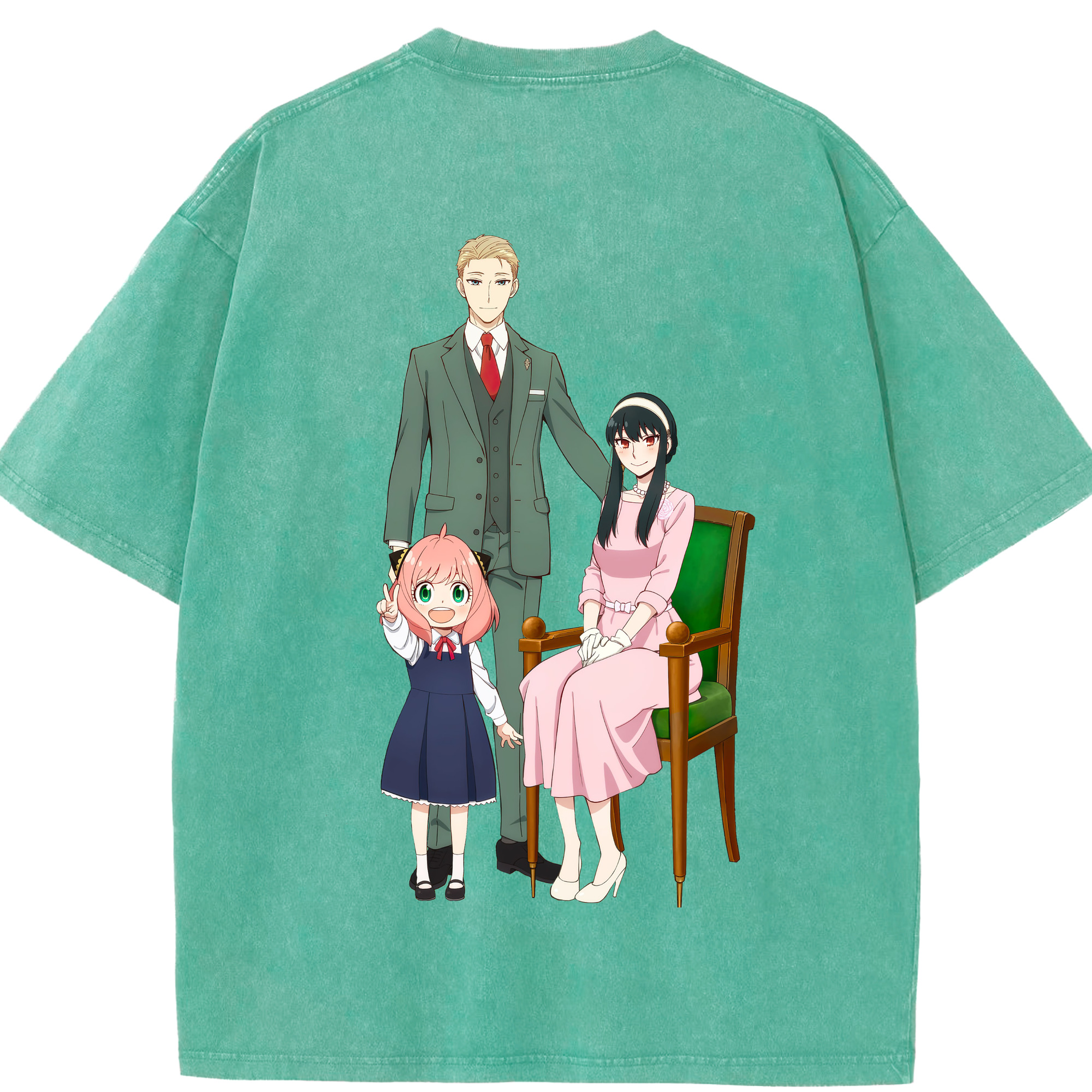 （画像用） SPY×FAMILY间谍家家酒 綿100% ヴィンテージ風 半袖Tシャツ（背面プリント）